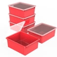 thumbnail image 1 of Storex Plateau de Rangement Profond avec Couvercle, Format Lettre, 10 x 13 x 5 Pouces, Rouge, Lot de 5, 1 of 1