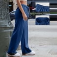 thumbnail image 4 of Women's Wide Leg Sweatpants Drawstring Elastic Waist Loose Fit Solid Color Casual Straight Leg Lounge Pants with Pockets, 4 of 5
