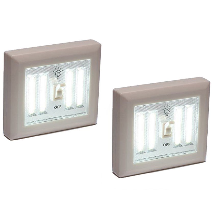 (2 Pack) Wireless Night Light Wall Switch COB LED 400 Lumens Battery
