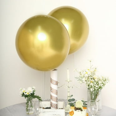 Efavormart 5 Pack | 18" Chrome Gold Metallic Latex Balloons, Helium Party Balloons