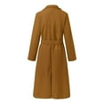 thumbnail image 4 of CCRFTGI Winter Coats for Women Dressy Casual Belted Woolen Blend Trench Mid-Long Coat Fashion Lapel Collar Coat Warm Overcoat with Belt Brown XL, 4 of 7