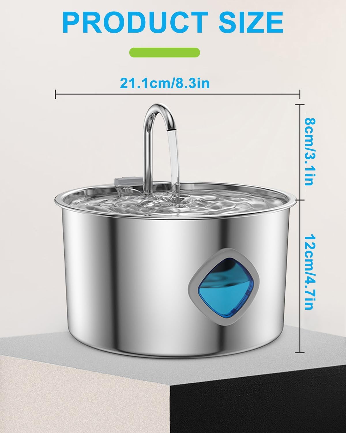 Dog water fountain,Natural Circulation Filtration No Spill Water Bowl, with Visual Water Level&Triple Filtration,for Large Medium Small Breed Dogs Pets