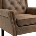 thumbnail image 6 of Triple Tree Wingback Accent Chair, Button Tufted Microsuede with Rivet Trim, Coffee, 6 of 7