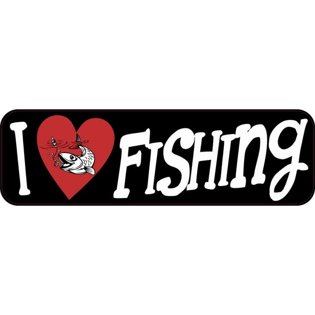 10in x 3in I Love Fishing Bumper Sticker Vinyl Vehicle Sports Decal