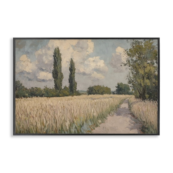 Stupell Industries Summer Path Between Poplars Black Framed Giclee Art, design by Petal Prints Design