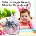 thumbnail image 6 of Handmade Easter Basket with Handle,Premium Handcrafted Easter Gift Basket,Rabbit Ear Straw Wicker Easter Egg Candy Basket for Easter Egg Hunting Pink, 6 of 7