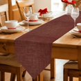 thumbnail image 2 of Table Runners 36 Inches Long, Dark Brown Cotton Linen Kitchen Dining Coffee Table Runner for Party Home Decor, Vintage Country Monochrome Chocolate Color Tabletop Dresser Scarves Runner 13x36 Inch, 2 of 9