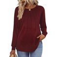 thumbnail image 4 of Zeagoo Fall Tops for Women Long Sleeve Shirts Casual Cotton Blouses Dressy Pleated Tunics, 4 of 7