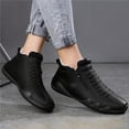 thumbnail image 6 of Men's Casual Loafers Leather Hand-stitched Lightweight Non-Slip Breathable Hiking Outdoor Soft Flat Boots Mid-Top Shoes Black 7 US, 6 of 7