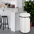 thumbnail image 2 of 17 Gallon Swing Top Kitchen Trash Can, 65 Liter Large Capacity Recycling Bin, Commercial Stainless Steel Waste Container, Round Waste Bin for Outdoor, Home Office, Restaurant - White Swing Top, 2 of 7