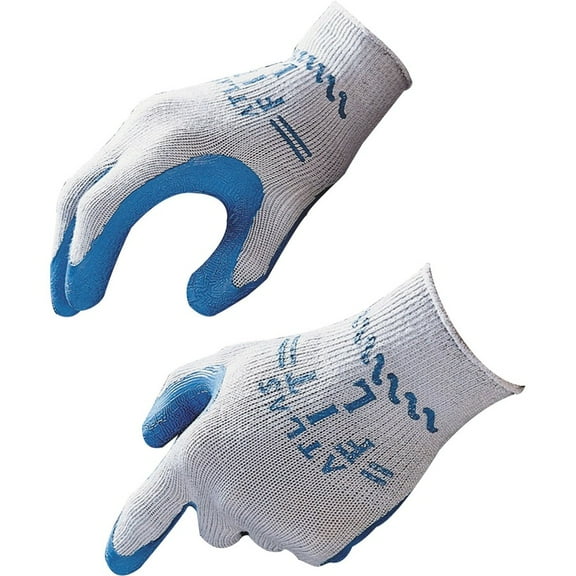 Showa Atlas Fit General Purpose Gloves - Large Size - Blue, Gray - Lightweight, Elastic Wrist - 2 / Pair | Bundle of 2 Pairs