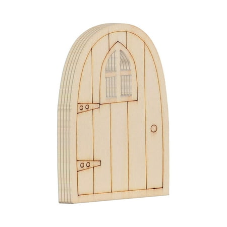 

Dainzusyful Home Decor Desk Accessories 2mm Door With Window Wooden Door Garden Miniature Decoration Gnome DIY Decor Bathroom Decor
