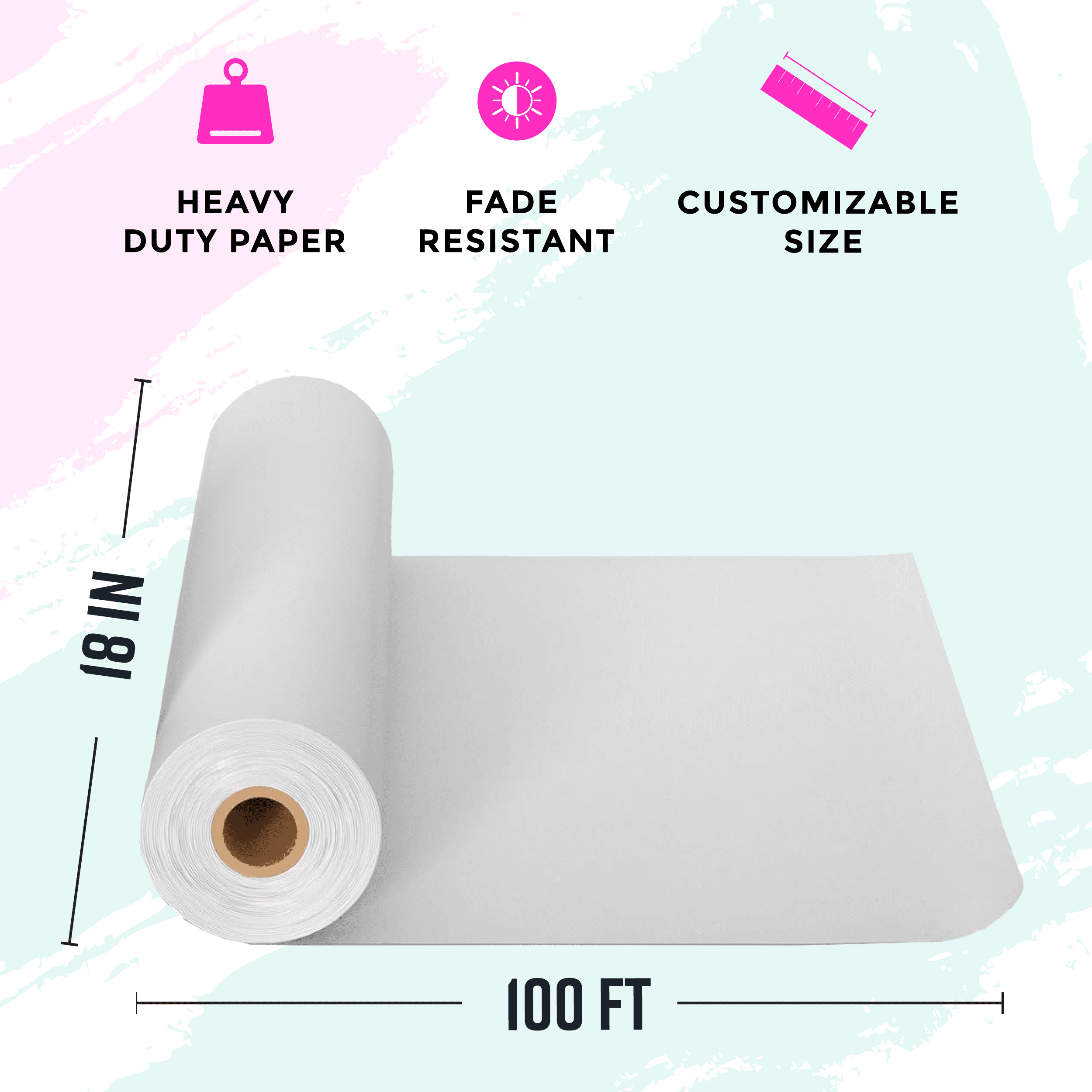 Bryco Goods White Kraft Paper Roll - 18 Inch x 100 Feet - Made in USA - Moving Supplies, Gift Wrapping, Arts & Crafts, Bulletin Board, Packing Paper