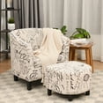 thumbnail image 3 of Gymax Fauteuil Tonneau Moderne Accent Tub Rembourré Imprimé Français avec Ottoman, 3 of 8
