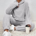 thumbnail image 4 of BONIXOOM Christmas Pajamas Pajamas For Women Loungewear Drawstring Long Sleeve Solid Sleepwear Sets Gray XL, 4 of 5