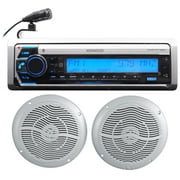 Kenwood KMR-D772BT Marine Boat CD Bluetooth Receiver+(2) Rockville 6.5" Speakers