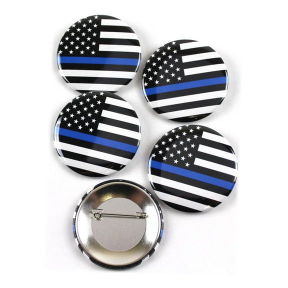 Thin Blue Line Blue Lives Matter Police Badge Political Pinback Buttons - 2.25 Inch Round - 5 Pack