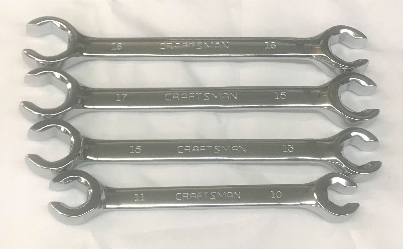 Craftsman 4pc SAE Polished Flare Nut Wrench Set Tools Wrenches INCH Open End 
