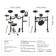 KFFKFF Electronic Drum Set, Collection of 15 Drum Kits & 150 Unique Sounds, USB MIDI Compatible 8 in Soft Mesh Snare Drum Set with 10 in Cymbals, Drum Sticks & Headphones