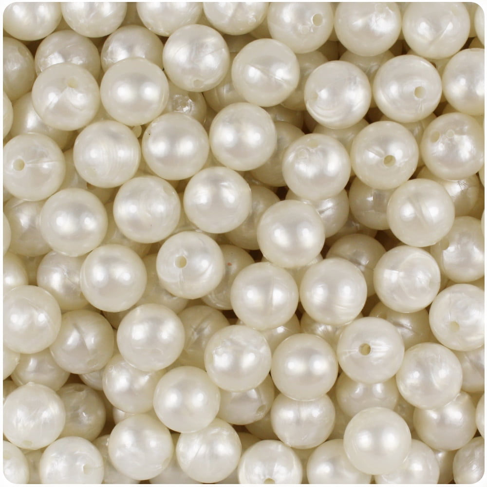 BeadTin Bridal Pearl Spaghetti Craft Beads – 19mm X 6mm, 150-Piece Pack, Ivory Pearl Finish, Plastic Beads For Jewelry Making