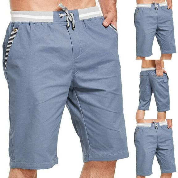 Jophufed Men's Pants Casual Comfortable Workout Shorts Drawstring Elastic Waist Pockets Pants