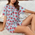 thumbnail image 4 of Sikiie Strawberries Womens Pajama Sets Short Sleeve Top With Pants Sleepwear 2 Piece Lounge SetMedium, 4 of 6
