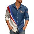 thumbnail image 2 of Domuza Patriotic Shirts 4th Of July for Men Usa Flag Print Casual Lapel Button Up Long Sleeve Tee Shirts 2026 Summer Fashion Comfort Loose Fit Tops Wine XL, 2 of 4