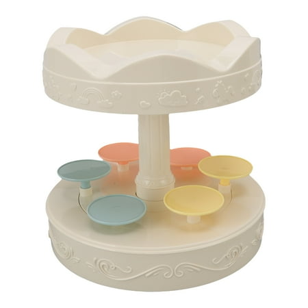 

Cupcake Stand 6 Trays Double Layer Cupcake Holder One Button Control Round Dessert Stand with Music for Party Wedding Birthday Baby Shower Celebration Home Decoration