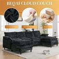 thumbnail image 3 of Lovableguy U Shape Modular Sectional Sofa,Modern Chenille Comfy Modular Cloud Couch with Movable Ottomans,Memory Foam & Double Cushion,6 Seat Upholstery Sectional Couch for Living Room,Office,Black, 3 of 7