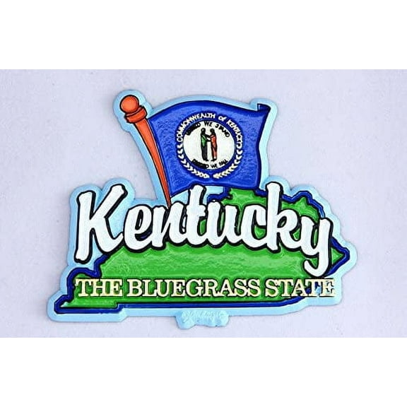 Kentucky State Map-Flag Fridge Collectible Souvenir Magnet