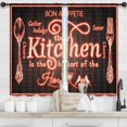thumbnail image 3 of Red Black Neon Brick Wall Kitchen Curtains Vintage Fork and Spoon Kitchenware Modern Graffiti Cool Retro Rod Pocket Funny Quotes Bedroom Living Room Treatment Fabric 2 Panels 27.5Wx39H Inch, 3 of 6