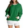 thumbnail image 1 of MeetoTime Chandails en Molleton à Col Rond pour Femmes Automne Manches Longues Pull-Over Surdimensionné avec Poches, 1 of 5
