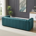 thumbnail image 5 of Gleason Upholstered Mid-Century Leather Sofa Couch in Blue, 5 of 7