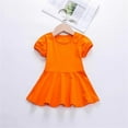 thumbnail image 3 of Utlike Girls Summer Dresses Casual Dress For Baby Toddler GirlsSolid Color Elastic Waist Outdoor Play Dress Orange Relaxing Fit Sundress Size 4 Years-5 Years, 3 of 3