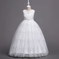 thumbnail image 2 of Zpanxa Girls Dresses, Kid's Evening Dress Solid Round Neck Sleeveless Casual Dresses White 14 Years, 2 of 7