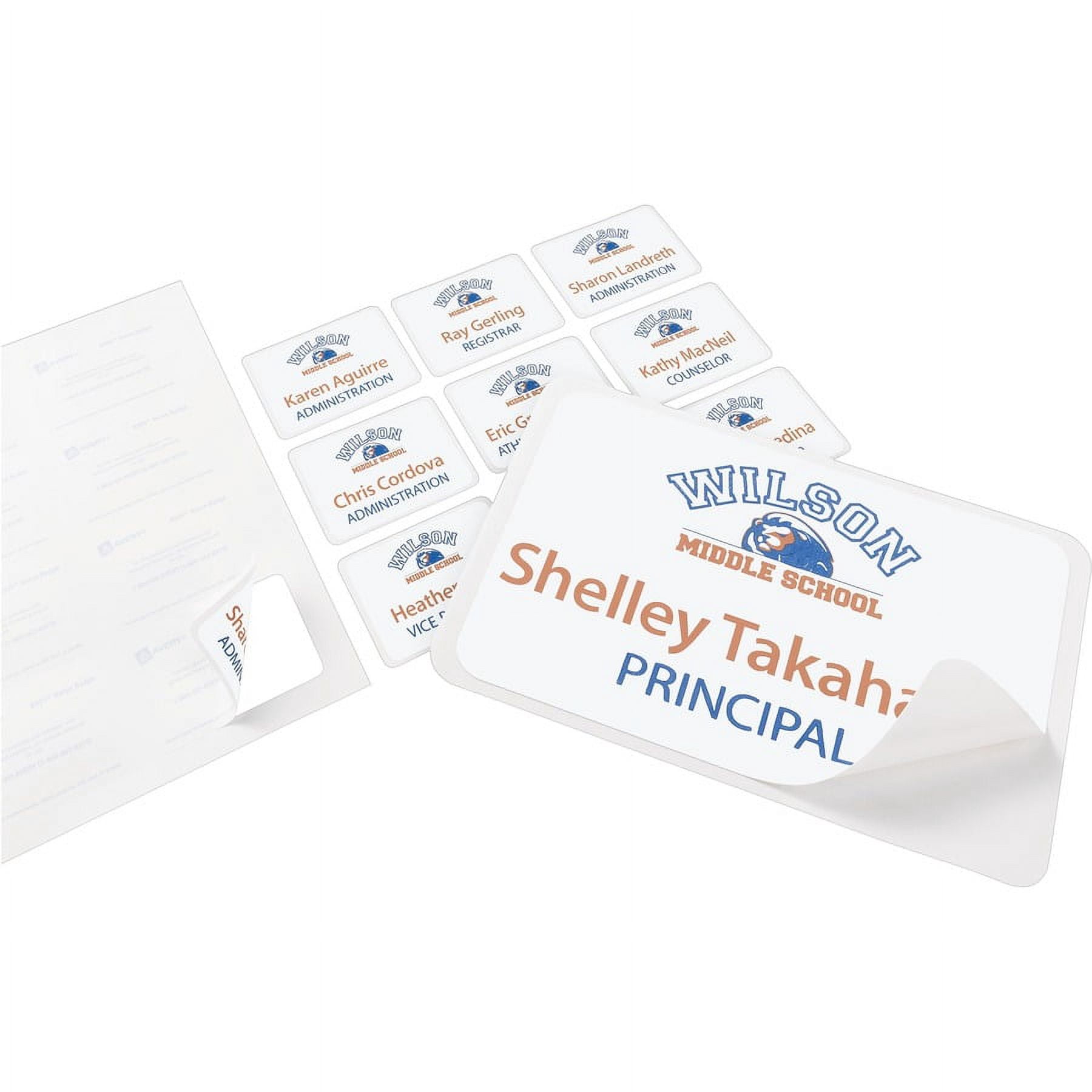 Avery&reg; Adhesive Name Badges - Removable Adhesive - Rectangle - Laser, - White - Film - 8 / Sheet - 10 Total Sheets - 80 Total Label(s) - 5 / Carton