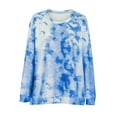 thumbnail image 4 of EQWLJWE Women Plus Size Long Sleeve Tie-dye Print Sweatshirt V-neck Pullover Tops Shirt, 4 of 8