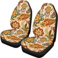thumbnail image 5 of KUIFORTI Boho Floral Car Seat Cover Auto Accessories Interior 4Pcs, Front Seat Protector Auto Seat Rear Split Bench Cover Universal Automotive Seat Cover Accessories, 5 of 7
