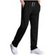 thumbnail image 2 of Pantalones largos para hombre, moda informal, lisos, con bolsillos, cintura con cordón, rectos, de poliéster, 2 of 6