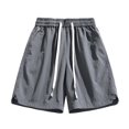thumbnail image 5 of UVEASISHA Mens Tracksuit 2 Piece Set Half Zip Short Sleeve Shirt and Drawstring Short Pants Lounge Sets Oversized Casual Sweatsuits Outfits with Pockets Gray XL, 5 of 10
