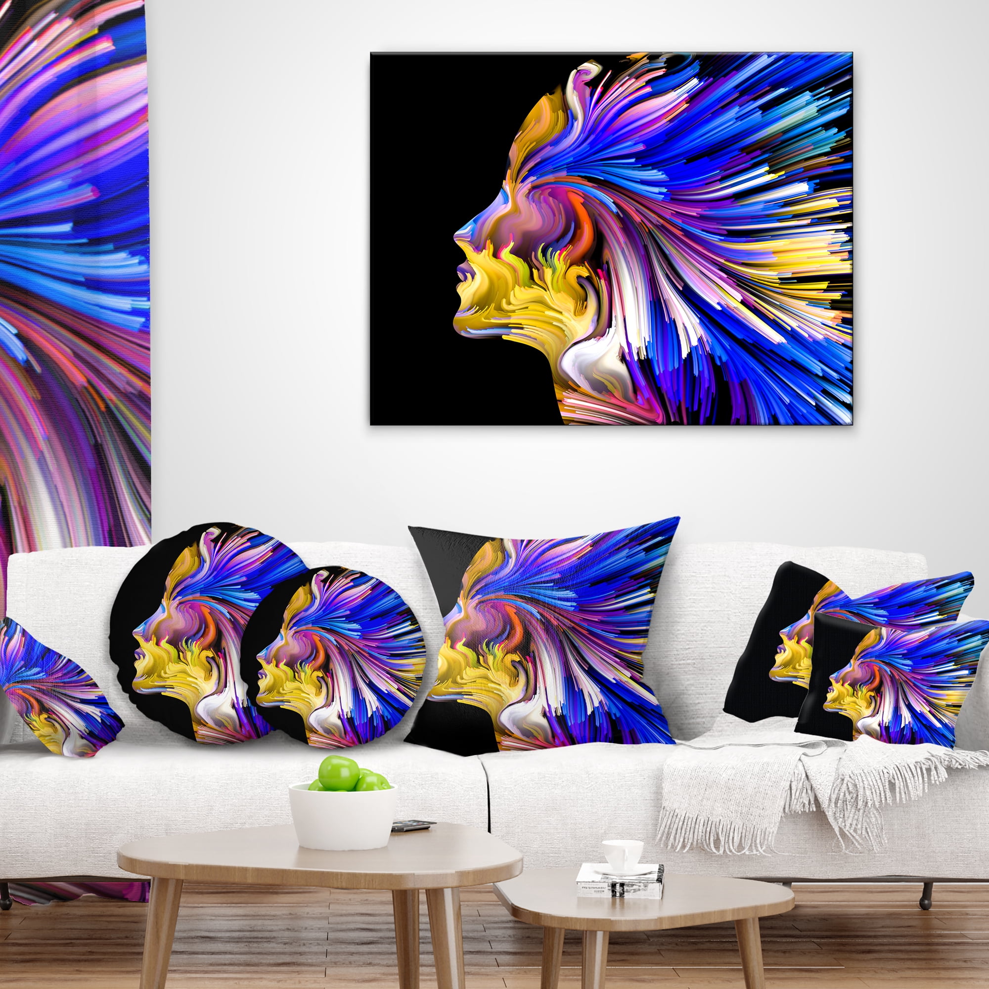 Designart Imagination in Blue - Abstract Throw Pillow - 16x16