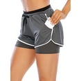 thumbnail image 2 of Women Workout Training Fitness Running Shorts Double Layer Active Yoga Gym Sport Shorts With Pockets, 2 of 5