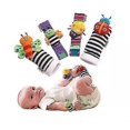 thumbnail image 1 of Sonajero de muñeca suave para bebé, conjunto de calcetines con buscador de pies, juguetes infantiles de algodón y peluche, 4 Uds., 1 of 2