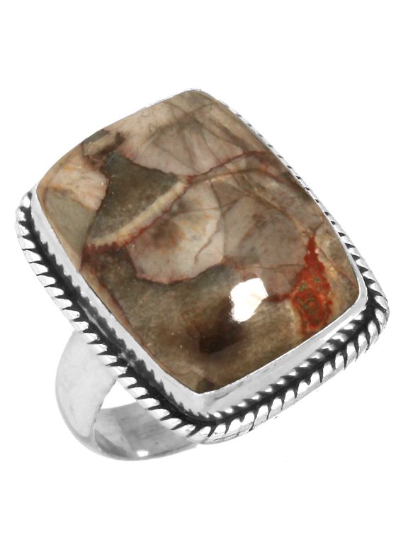 925 Sterling Silver Ring Mushroom Rhyolite Women Jewelry