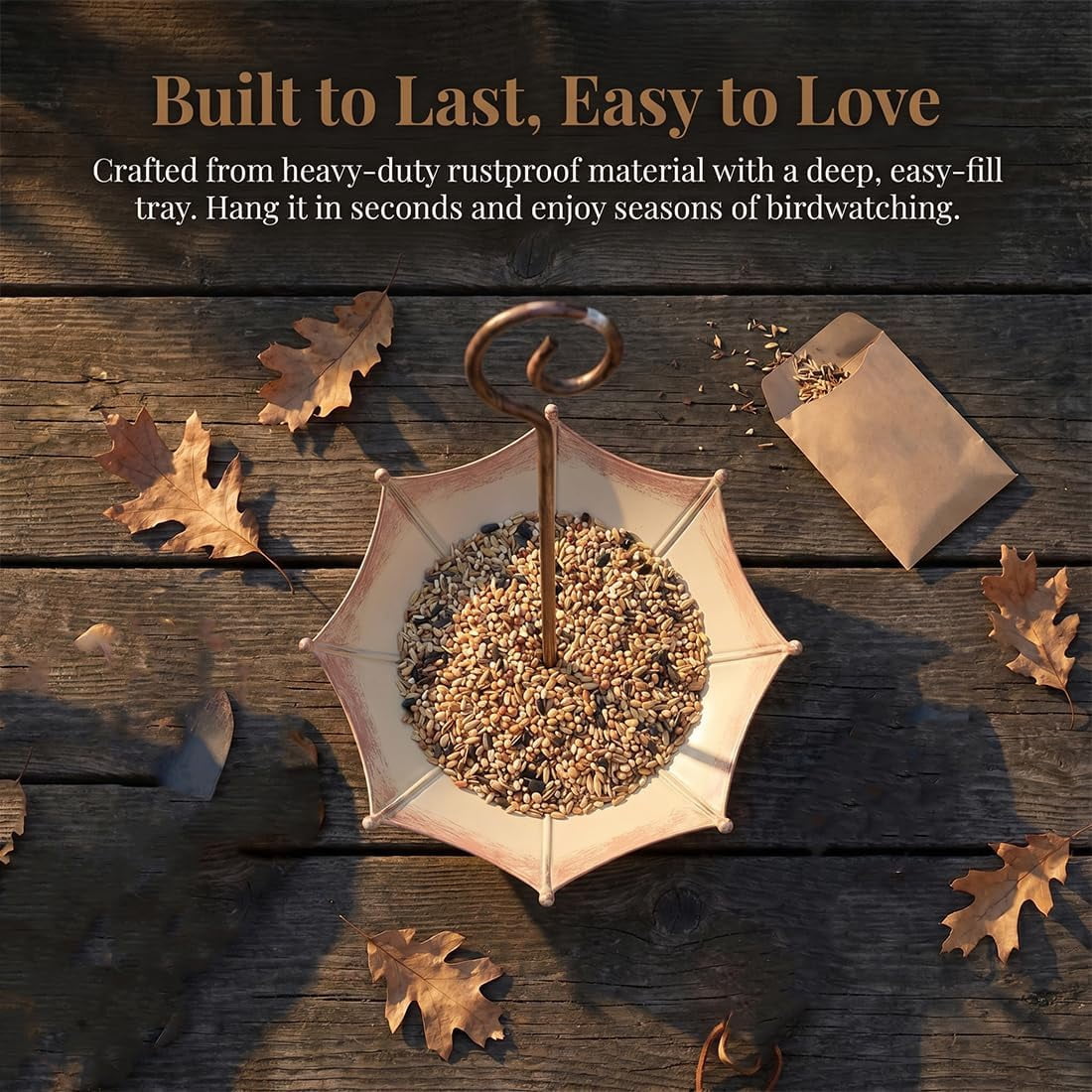 Mini Umbrella Bird Feeder — Whimsical Garden Charm, Hanging Outdoor Decorative Bird Feeder with Hook, Easy Refill and Clean, for Garden Balcony Patio Yard Wild Bird Feeder Decor