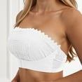 thumbnail image 4 of AJGRHE Women Nylon Spandex BraSeamless Wireless Strapless Lace Push Up Bra for Women Everyday Comfort Support Casual Wear M White, 4 of 5