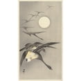 thumbnail image 2 of Ohara Koson 15x24 Black Ornate Framed Double Matted Museum Art Print Titled: Geese at Full Moon (1930 - 1945), 2 of 5