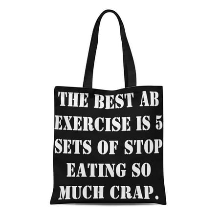 SIDONKU Canvas Tote Bag Fitness the Best Exercise Is Motivation Inspiration Workout Health Reusable Handbag Shoulder Grocery Shopping