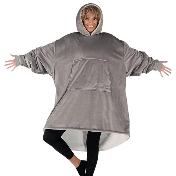 Manta portátil THE COMFY Original de microfibra y sherpa gris