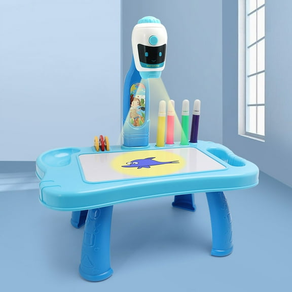 Child Smart Projector Desk With Light Learning Painting Draw Toy 5ML, Xinsrenus Under $5! Child Smart Projector Desk With